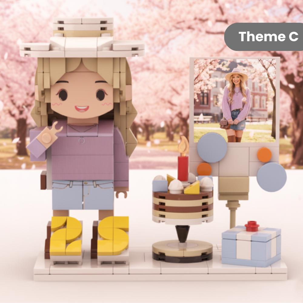 Custom Brick Figurine with Photo Display – Personalized Birthday Gift