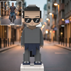 Custom Brick Figurine with Photo Display –Unique Personalized Birthday Gift