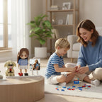 Custom Brick Family Figurines with Photo Board – Unique Keepsake Gift