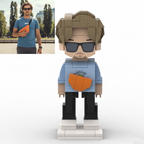 Custom Brick Figurine with Photo Display –Unique Personalized Birthday Gift