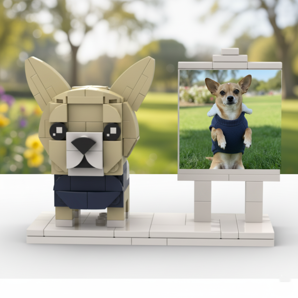 Custom Pet brick Figurine – Personalized Memorial Gift with Photo Display – Brick Keepsake