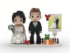 Custom Wedding Couple Brick Figurines with Photo Frame – Personalized Bride & Groom Wedding Gift, Bridal Shower, Anniversary Keepsake