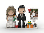 Custom Wedding Couple Brick Figurines with Photo Frame – Personalized Bride & Groom Wedding Gift, Bridal Shower, Anniversary Keepsake