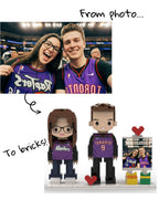 Custom Brick Couple Figurine from Photo, Personalized 3D Building Block Toy Mini Figure, Unique Wedding Anniversary Gift with Display Frame