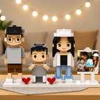 Personalized Brick Couple Figurines with Photo Display - Birthday Valentine Anniversary Gift