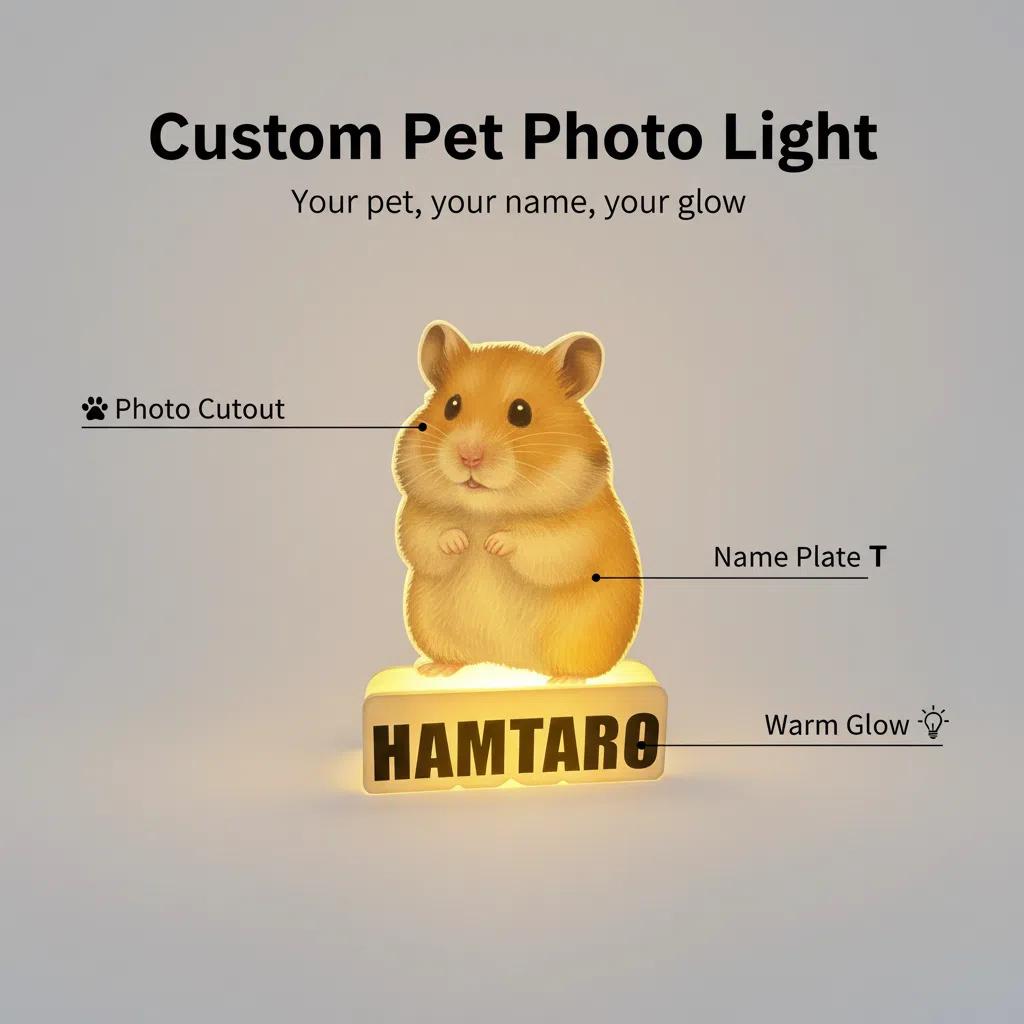 Personalized Pet Photo LED Night Light, Custom Memorial Keepsake