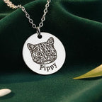 Personalized Pet Portrait Necklace – Engraved Photo Pendant, Memorial Gift for Dog or Cat Lovers