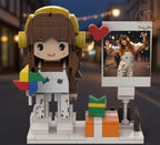 Custom Brick Figurine with Photo Display –Unique Personalized Birthday Gift