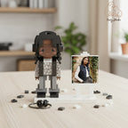 Custom Brick Figurine with Photo Display –Unique Personalized Birthday Gift