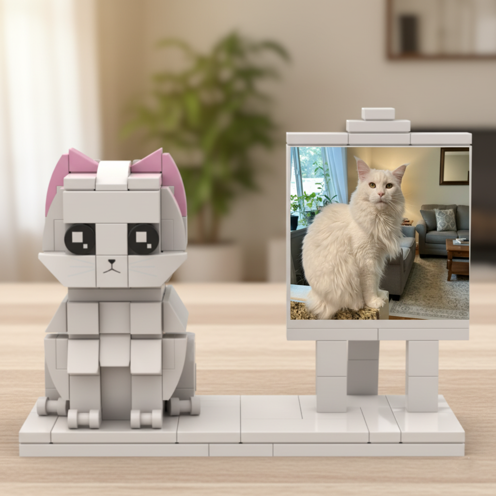Custom Pet brick Figurine – Personalized Memorial Gift with Photo Display – Brick Keepsake