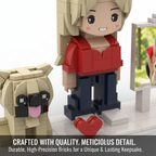Custom Brick Dog Figurine with Photo Board – Gift for Pet Lovers & Unique Keepsake