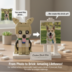 Custom Pet brick Figurine – Personalized Memorial Gift with Photo Display – Brick Keepsake