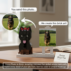 Custom Brick Dog Figurine with Photo Board – Gift for Pet Lovers & Unique Keepsake