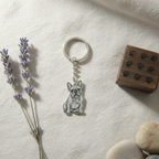 Custom Pet Portrait Keychain, Engraved Pet Memorial Keepsake