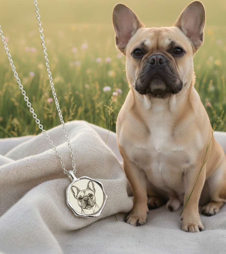 Personalized Pet Portrait Necklace – Custom Wax Seal Pendant, Memorial Keepsake for Pet Loss