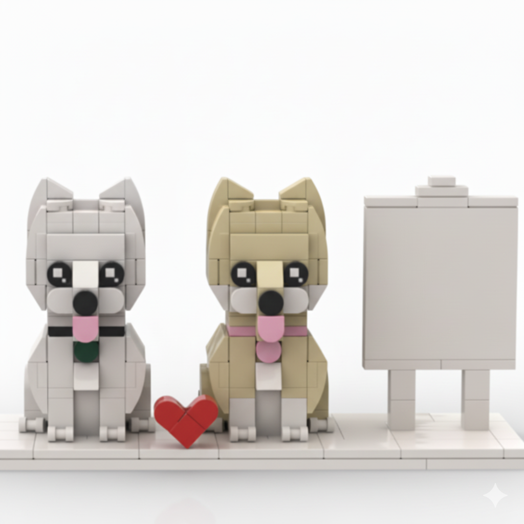Personalized Brick Couple Figurines with Photo Display - Birthday Valentine Anniversary Gift