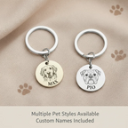Personalized Pet Keychain – Engraved Portrait, Memorial Gift for Dog or Cat Lovers