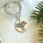 Personalized Pet Keychain – Engraved Portrait, Memorial Gift for Dog or Cat Lovers
