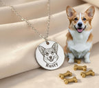 Personalized Pet Portrait Necklace – Engraved Photo Pendant, Memorial Gift for Dog or Cat Lovers