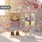 Custom Brick Figurine with Photo Display – Personalized Birthday Gift