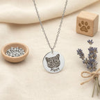 Personalized Pet Portrait Necklace – Engraved Photo Pendant, Memorial Gift for Dog or Cat Lovers