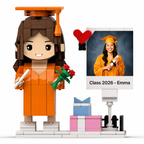 graduation figure with a portrait of a real graduate, both labeled 'Class 2026 - Emma'.