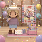 Custom Brick Figurine with Photo Display – Personalized Birthday Gift