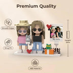 Personalized Brick Couple Figurines with Photo Display - Birthday Valentine Anniversary Gift
