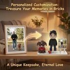 Custom Brick Dog Figurine with Photo Board – Gift for Pet Lovers & Unique Keepsake