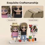 Personalized Brick Couple Figurines with Photo Display - Birthday Valentine Anniversary Gift
