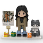 Personalized Brick Couple Figurines with Photo Display - Birthday Valentine Anniversary Gift